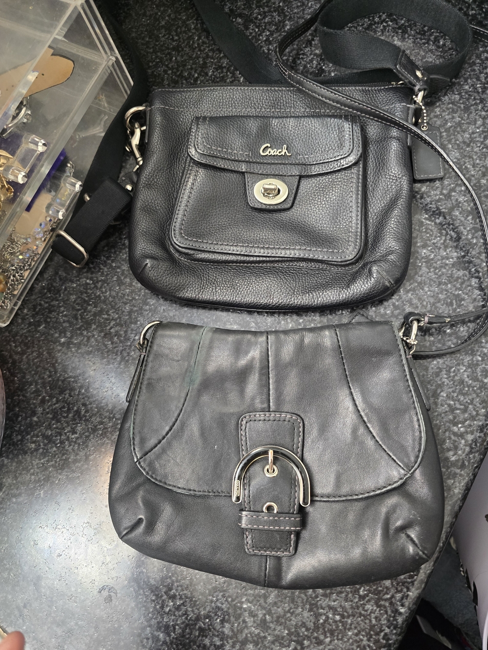 Coach Black Leather Crossbody Bag - Pebbled Leather Pocket Bundle
